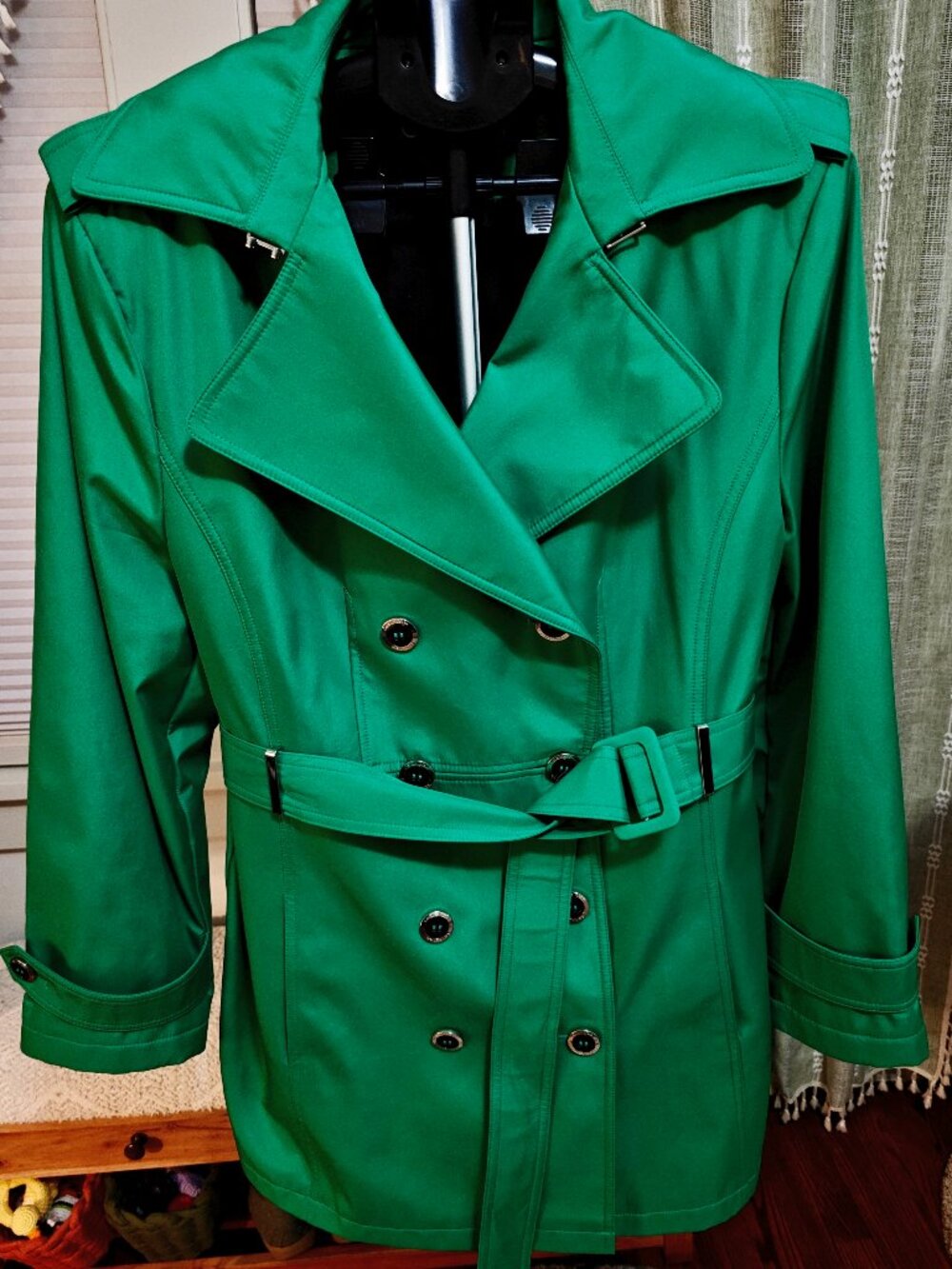 Calvin Klein Belted Trench Coat Green XL